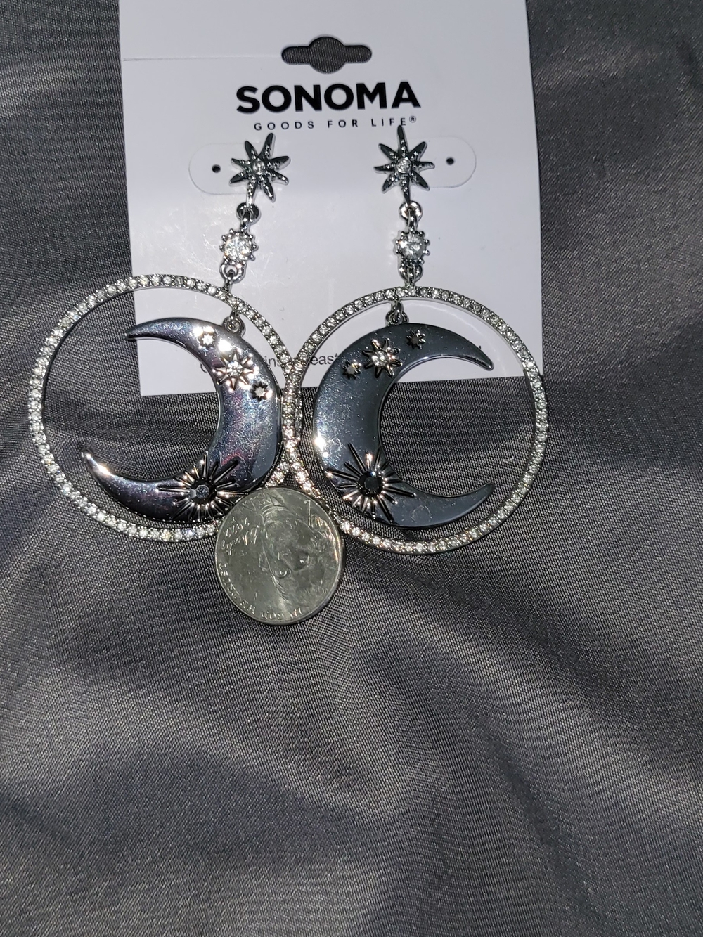 SONOMA Shimmering Silver Moon & Star Drop Hoop Earrings
